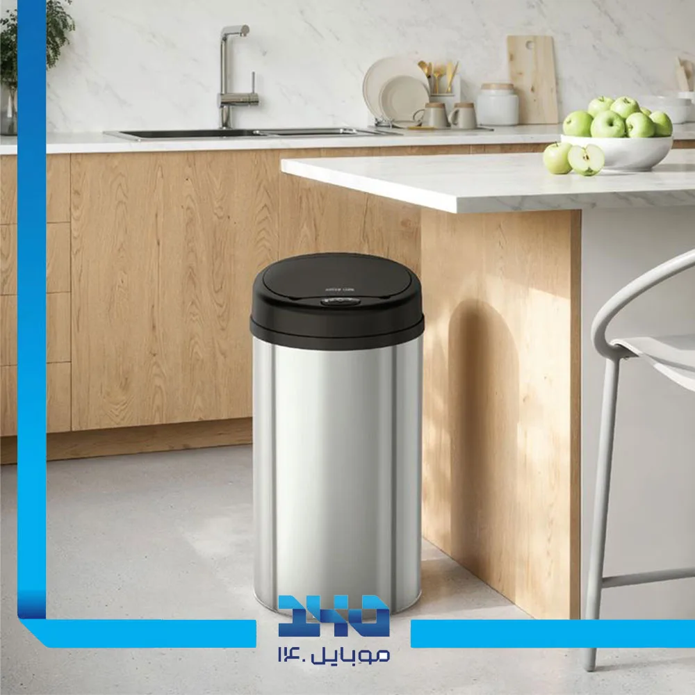 سطل زباله گرین لاین مدل Smart Trash Bin 15L Stainless Stee