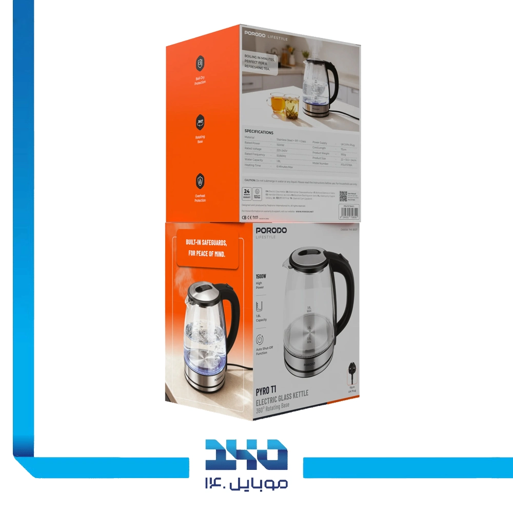 کتری برقی شیشه‌ای پرودو مدل (PYRO T1)