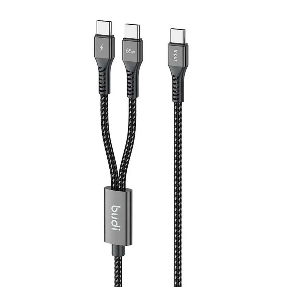 کابل تبدیل 1 به 2 تایپ‌سی به تایپ‌سی بودی مدل DC210C2C12B طول 1.2 متر