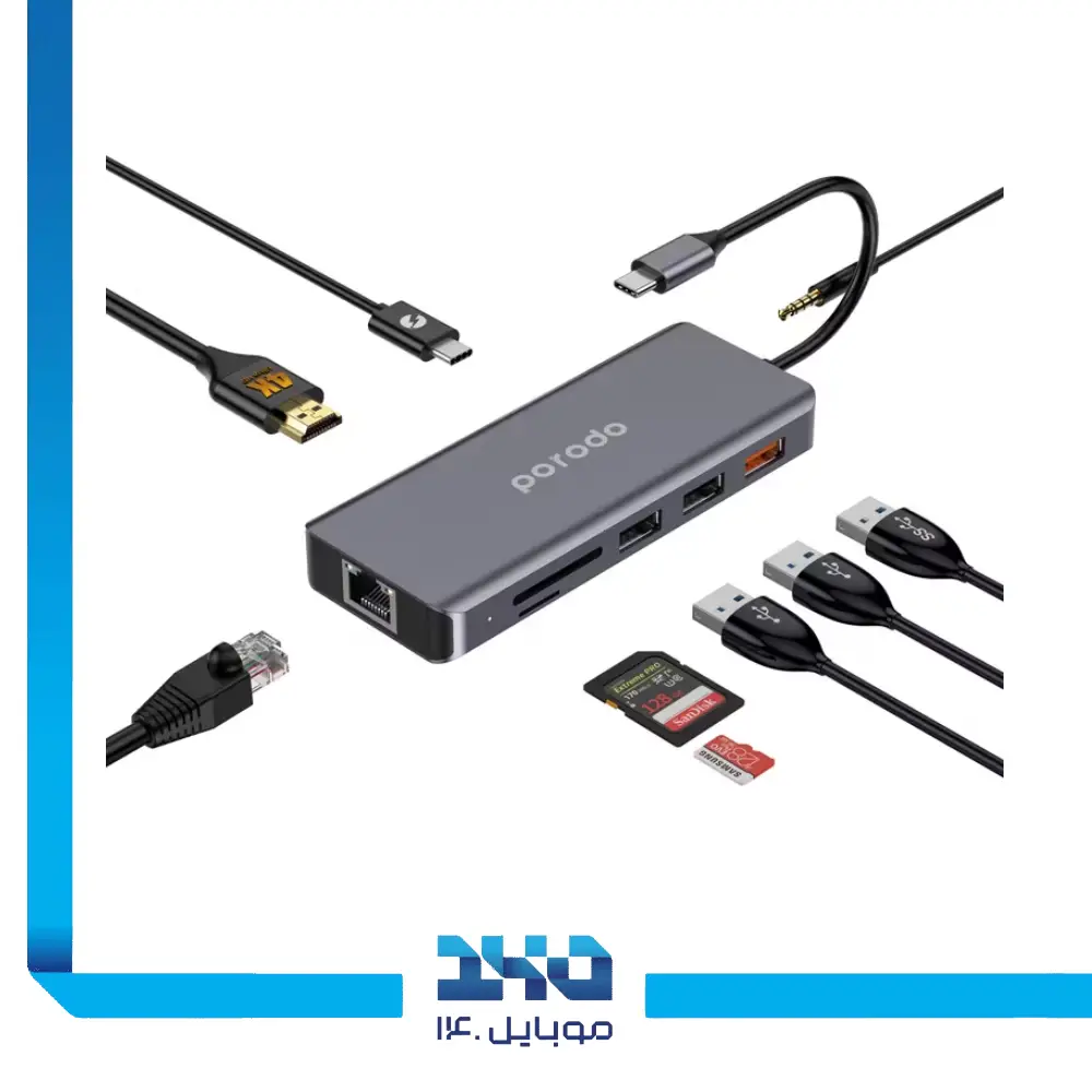 هاب 9 در 1 USB-C پرودو مدل PD-91CHB-GY